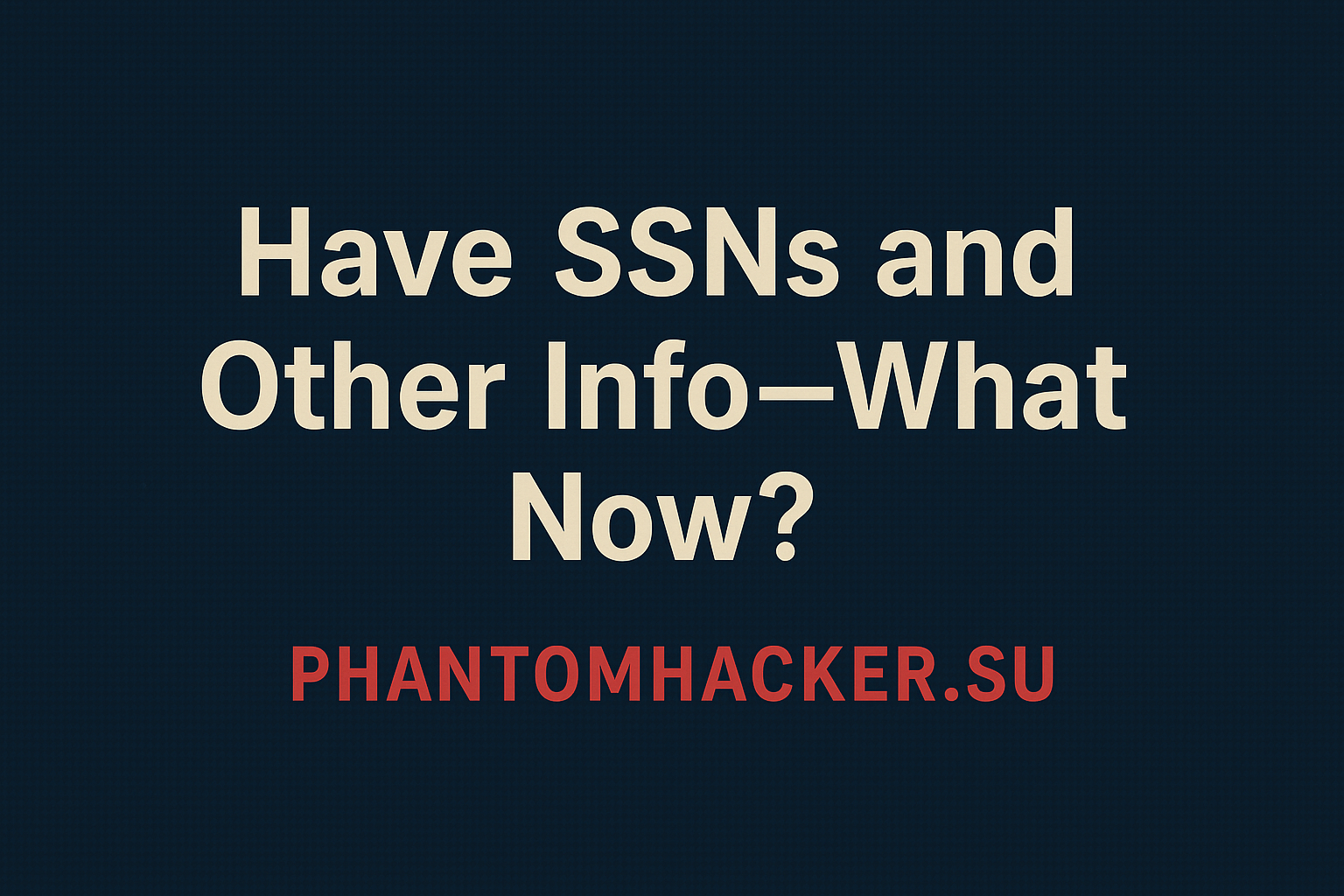 Read more about the article Have SSNs and Other Info—What Now?